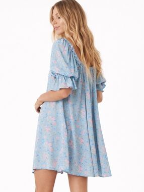 Spell & The Gypsy Dolly Mini Dress Dusty Blue Floral M NWT Boho